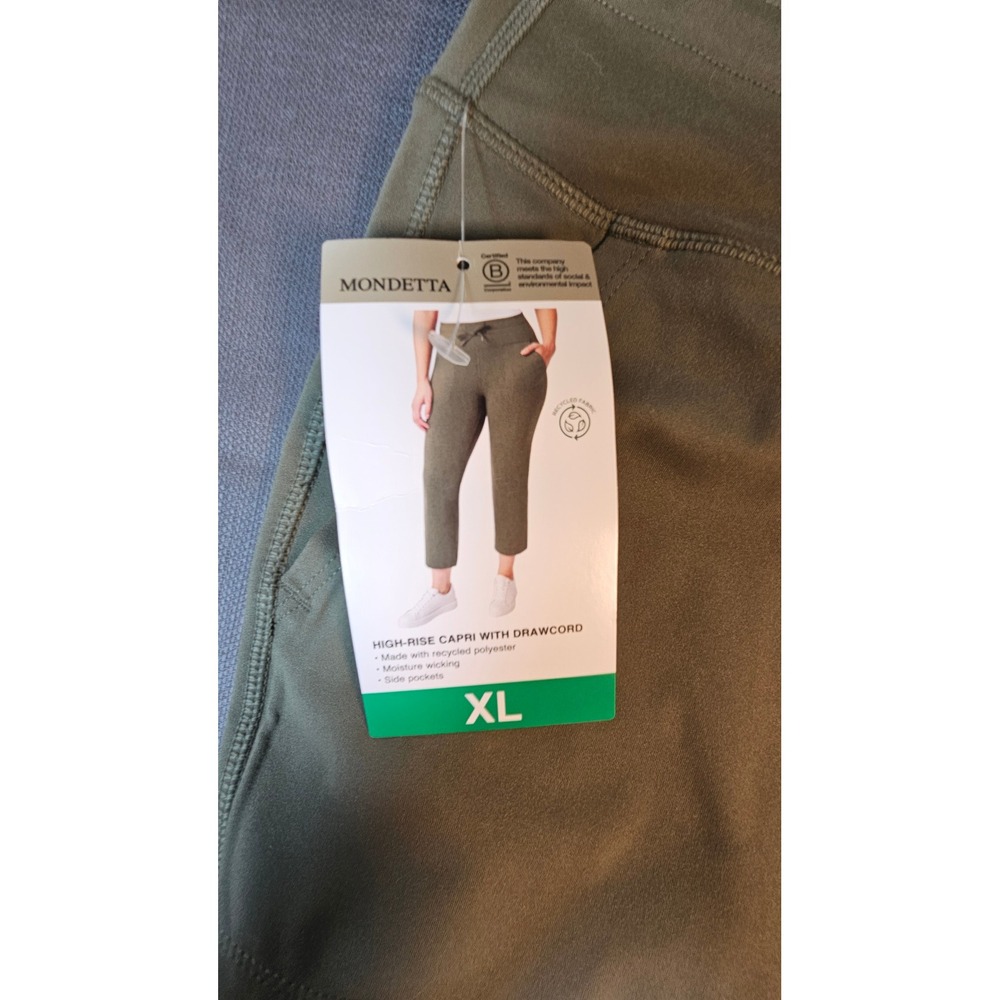 Mondetta High Rise Capri with Drawcord Tea Leaf Green XL 1849865 NEW - Picture 3 of 7